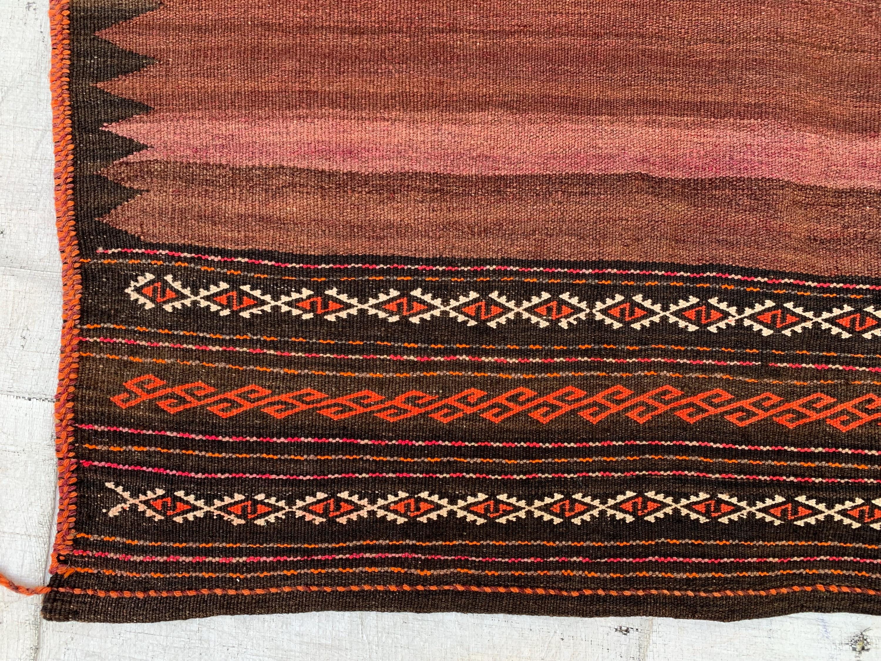 Vintage Square Kilim Rug – 4x3.7 ft – Handwoven Tribal Geometric – Boho Decor - Collectors Item - 40 years old Antique