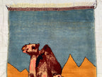 Afghan Camel Scene Rug 2.1x3.1 ft – Handwoven Wool Wall Hanging or Accent Rug with Desert Landscape Design, Decorative Wall Rug