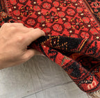 Vintage 50 Year-Old Bukhara Bashiri Rug 5.9x3.3 ft – Hand-knotted Afghan Wool Carpet, Red Tribal Decor Accent, Collector's Item, Antique Rug