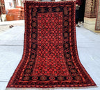 Vintage 50 Year-Old Bukhara Bashiri Rug 5.9x3.3 ft – Hand-knotted Afghan Wool Carpet, Red Tribal Decor Accent, Collector's Item, Antique Rug