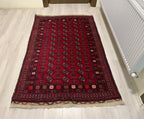 Vintage Handwoven Ahal Gul Tribal Wool Rug, Rug for Hallway, Bedroom, Living Room 5.4 x 3 ft, 40 year old Rug, Collectible Rug