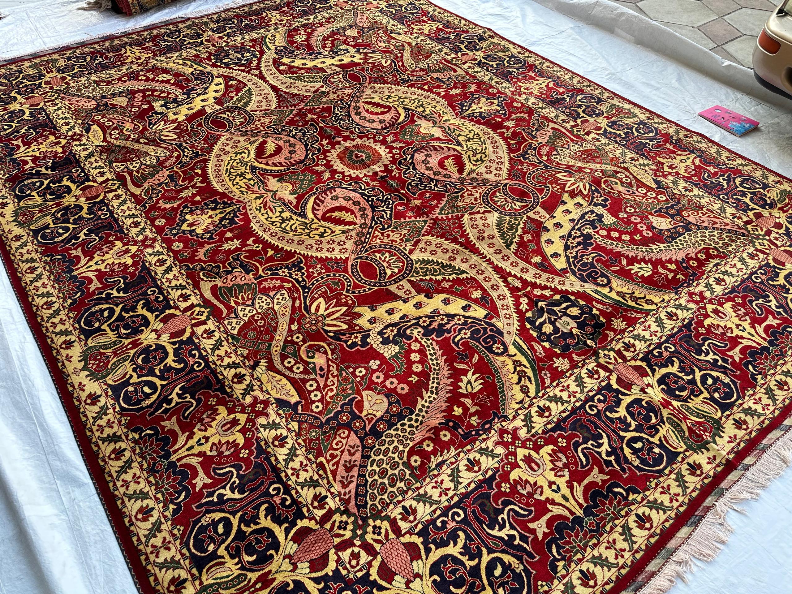10x13 Persian Design Handwoven Rug–Large Vintage Wool Carpet – Traditional Oriental Pattern – Boho Home Decor, Rug for Living Room 13.3x9.12