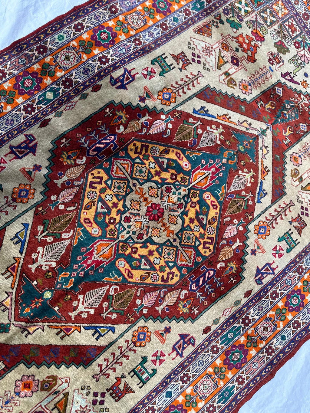 Afghan Handmade Gul Naksha Rug – 4.4x7.5 ft – Traditional Tribal Wool Carpet – Boho Oriental Area Rug – Geometric Nomadic Design”