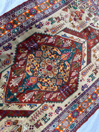 Afghan Handmade Gul Naksha Rug – 4.4x7.5 ft – Traditional Tribal Wool Carpet – Boho Oriental Area Rug – Geometric Nomadic Design”