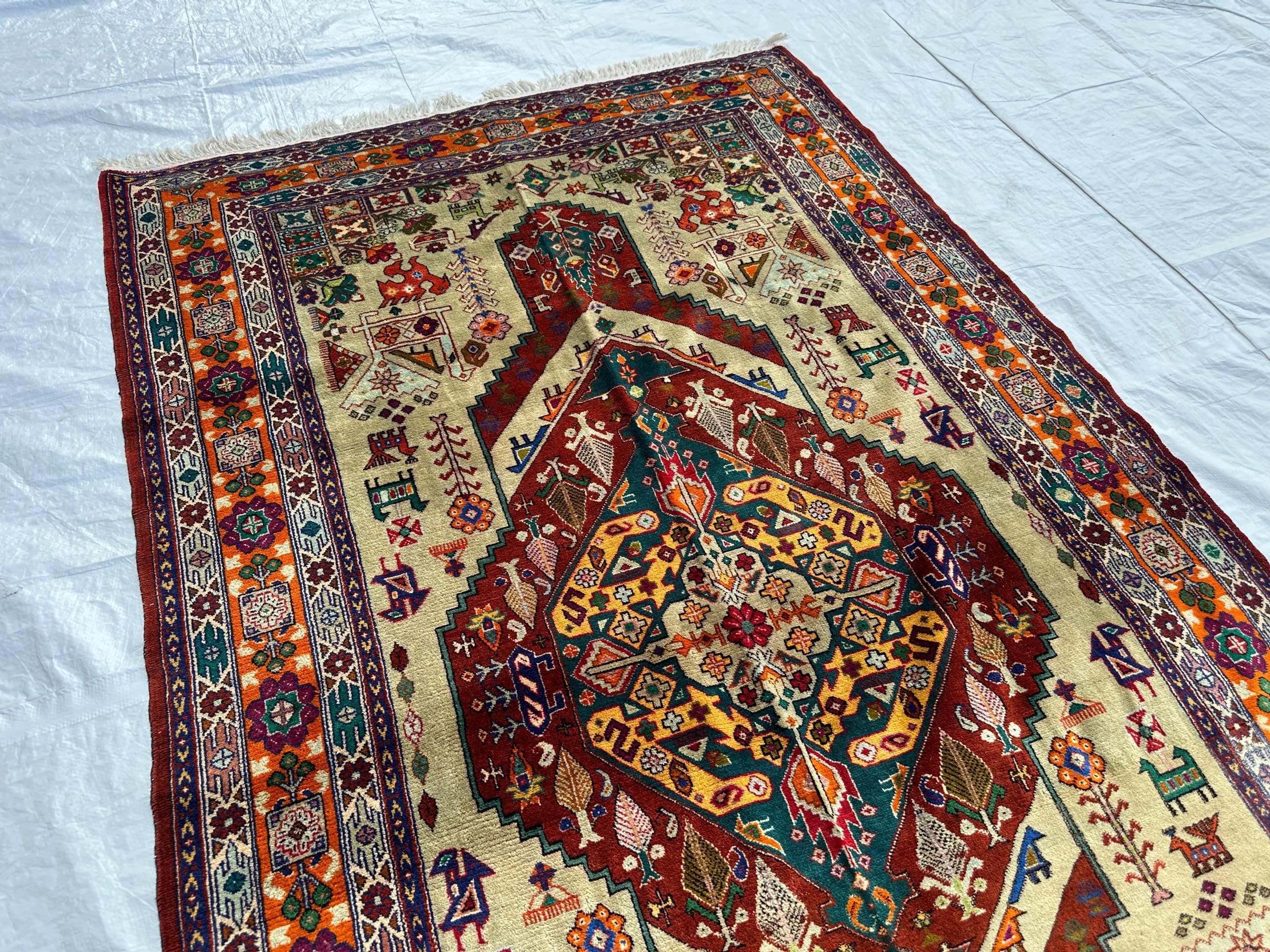 Afghan Handmade Gul Naksha Rug – 4.4x7.5 ft – Traditional Tribal Wool Carpet – Boho Oriental Area Rug – Geometric Nomadic Design”