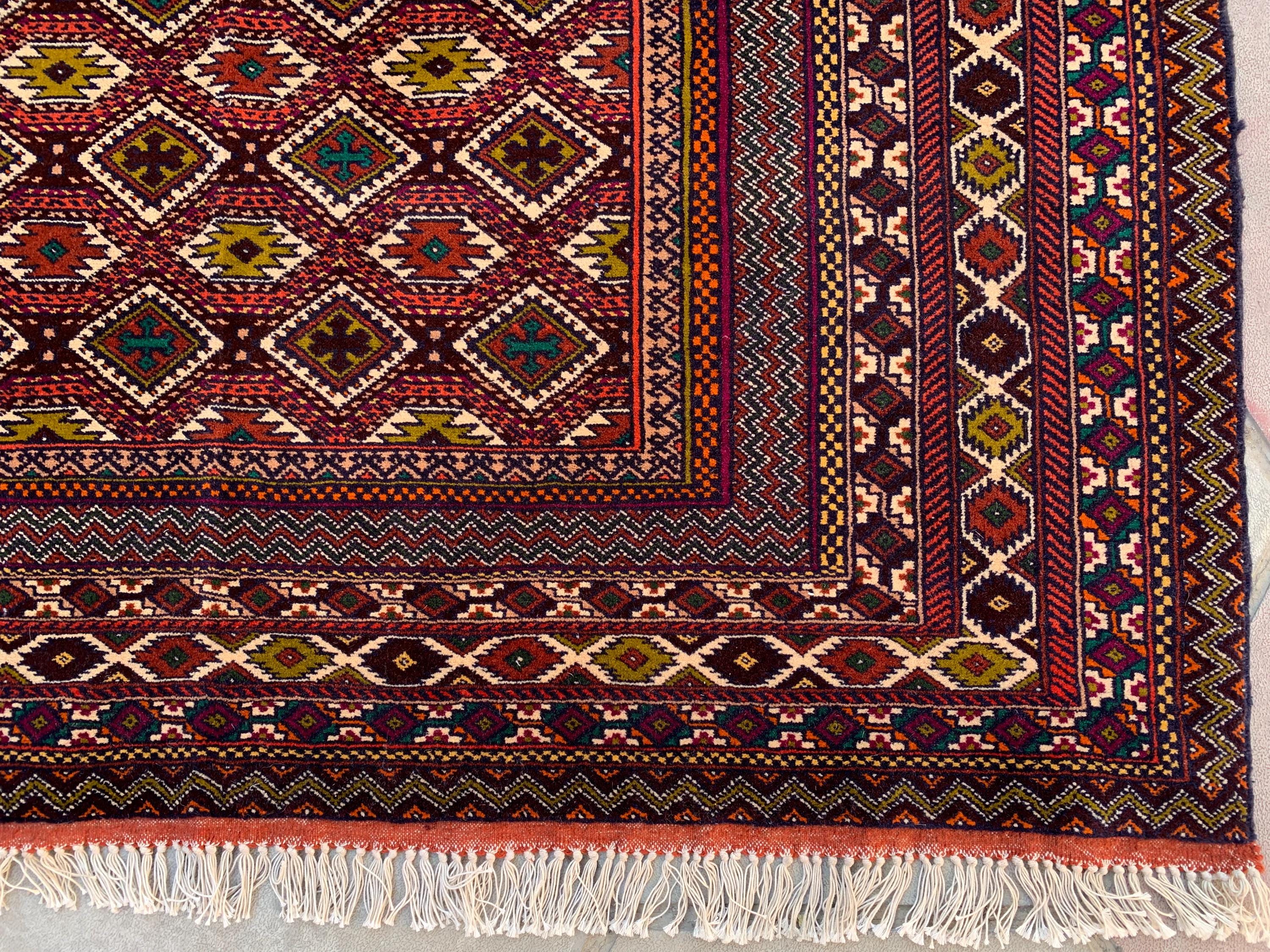 Antique Handwoven Tribal Rug 4.6x6.9 ft–Vintage Persian Wool Carpet, Bohemian Geometric Area Rug, Rustic Home Decor, Collectible OrientalRug