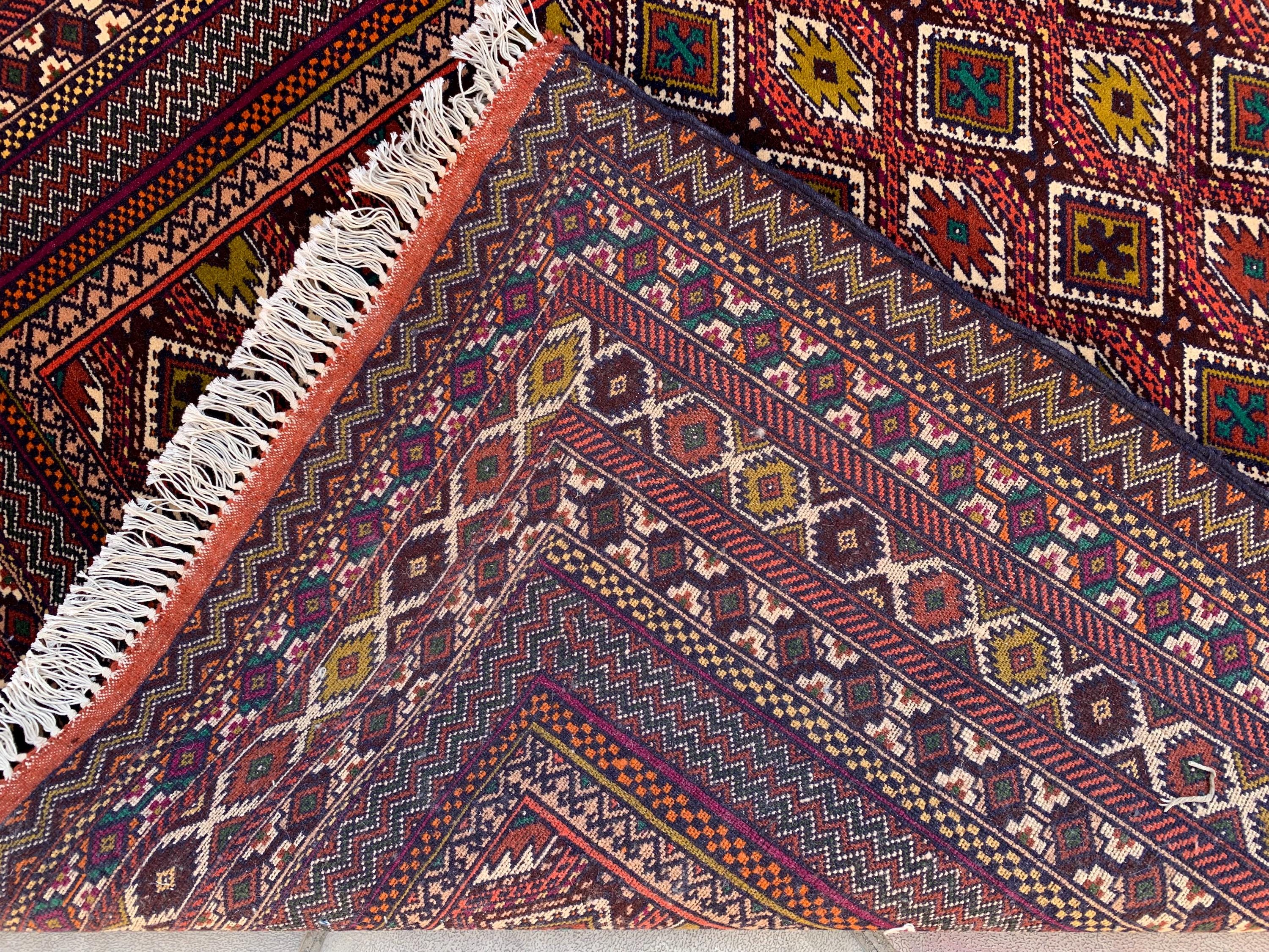 Antique Handwoven Tribal Rug 4.6x6.9 ft–Vintage Persian Wool Carpet, Bohemian Geometric Area Rug, Rustic Home Decor, Collectible OrientalRug