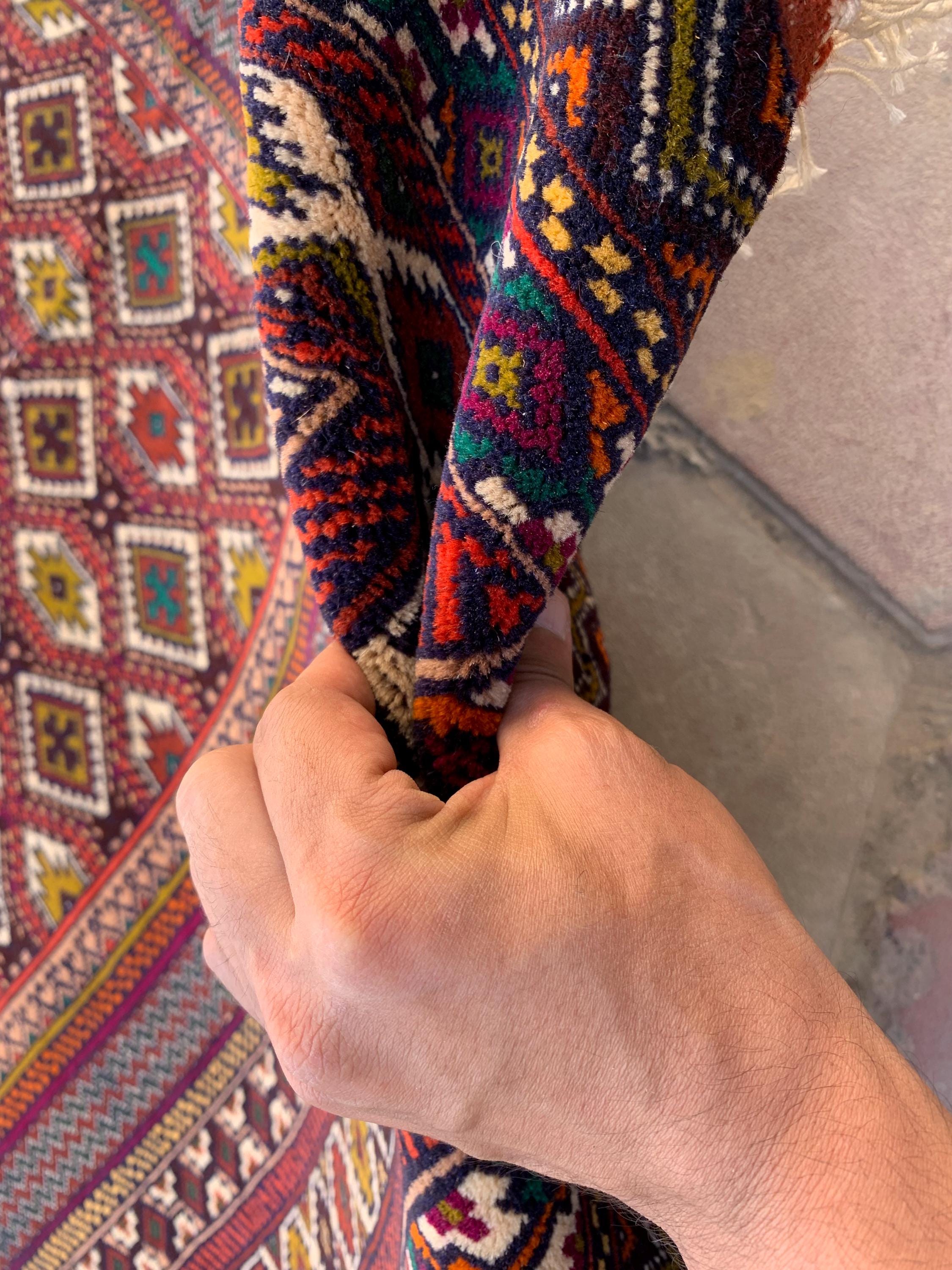 Antique Handwoven Tribal Rug 4.6x6.9 ft–Vintage Persian Wool Carpet, Bohemian Geometric Area Rug, Rustic Home Decor, Collectible OrientalRug