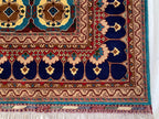 Vibrant Handmade Mamluk Rug – 9.10 x 13.5 ft | Large Wool Area Rug | Blue, Red, Ivory, Teal Oriental Carpet for Living Room or Dining Area