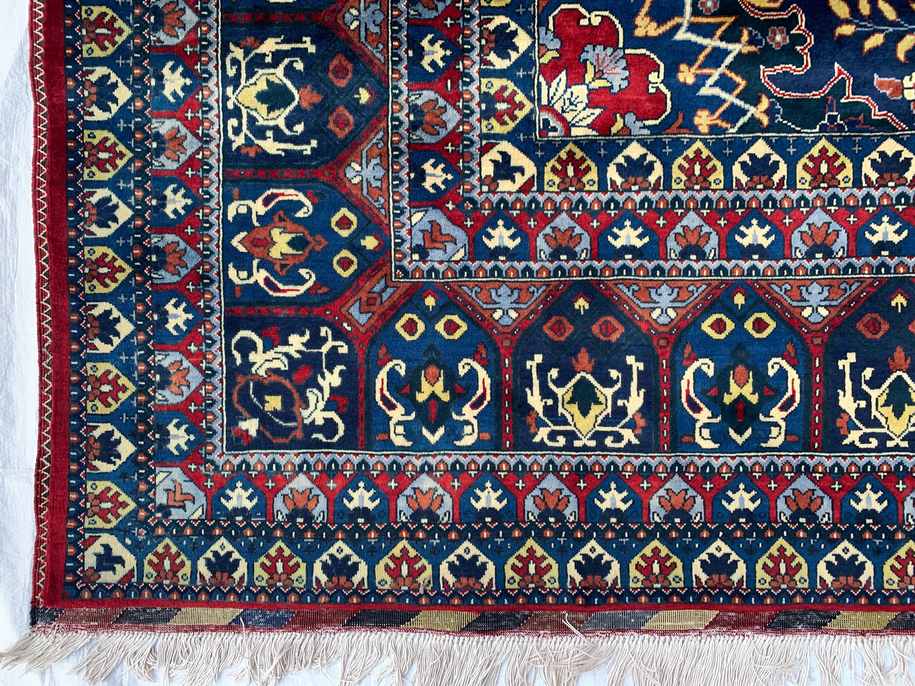 10x13 Handmade Parak Beljik Rug | Large Afghan Wool Area Rug | Traditional Oriental Carpet in Deep Red, Blue & Beige Tones 9.10 x 13.4 ft