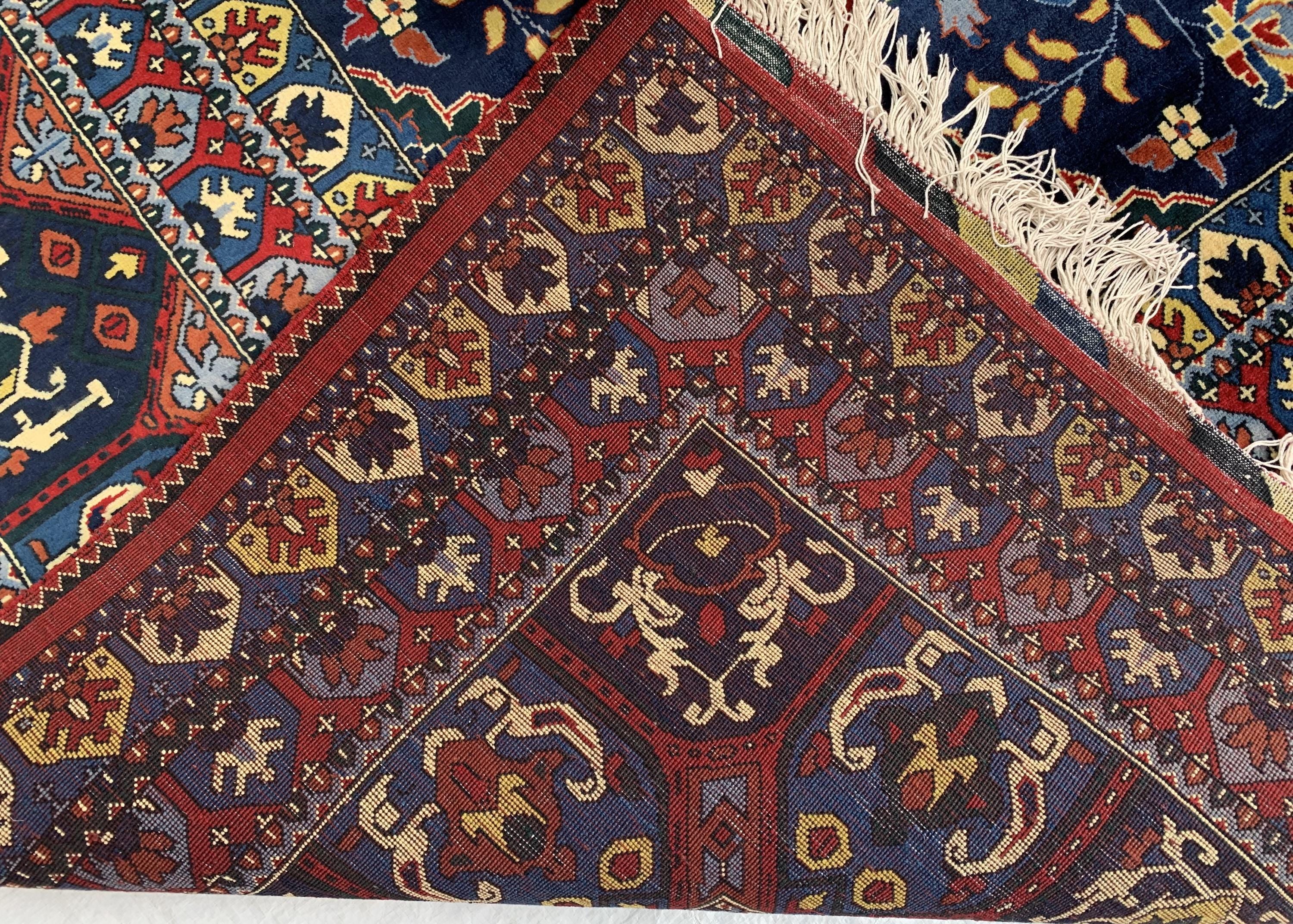 10x13 Handmade Parak Beljik Rug | Large Afghan Wool Area Rug | Traditional Oriental Carpet in Deep Red, Blue & Beige Tones 9.10 x 13.4 ft