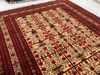 Premium Quality Handmade Beljik Rug 9.5x13.2 Large Afghan Wool Carpet | Red, Ivory & Black Traditional |Living Room, Dining Area Decor