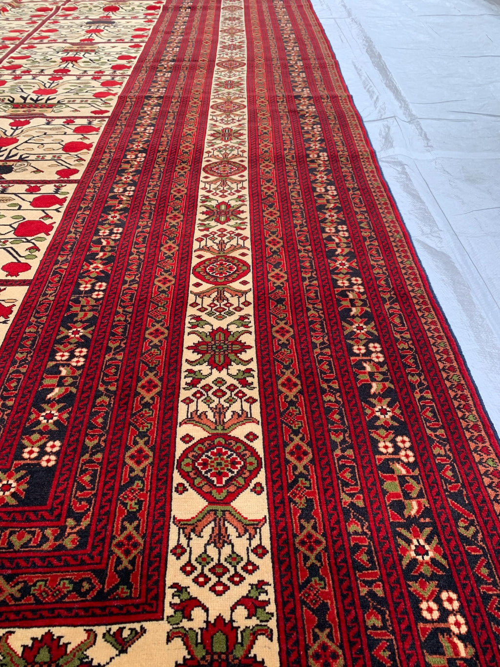 Premium Quality Handmade Beljik Rug 9.5x13.2 Large Afghan Wool Carpet | Red, Ivory & Black Traditional |Living Room, Dining Area Decor