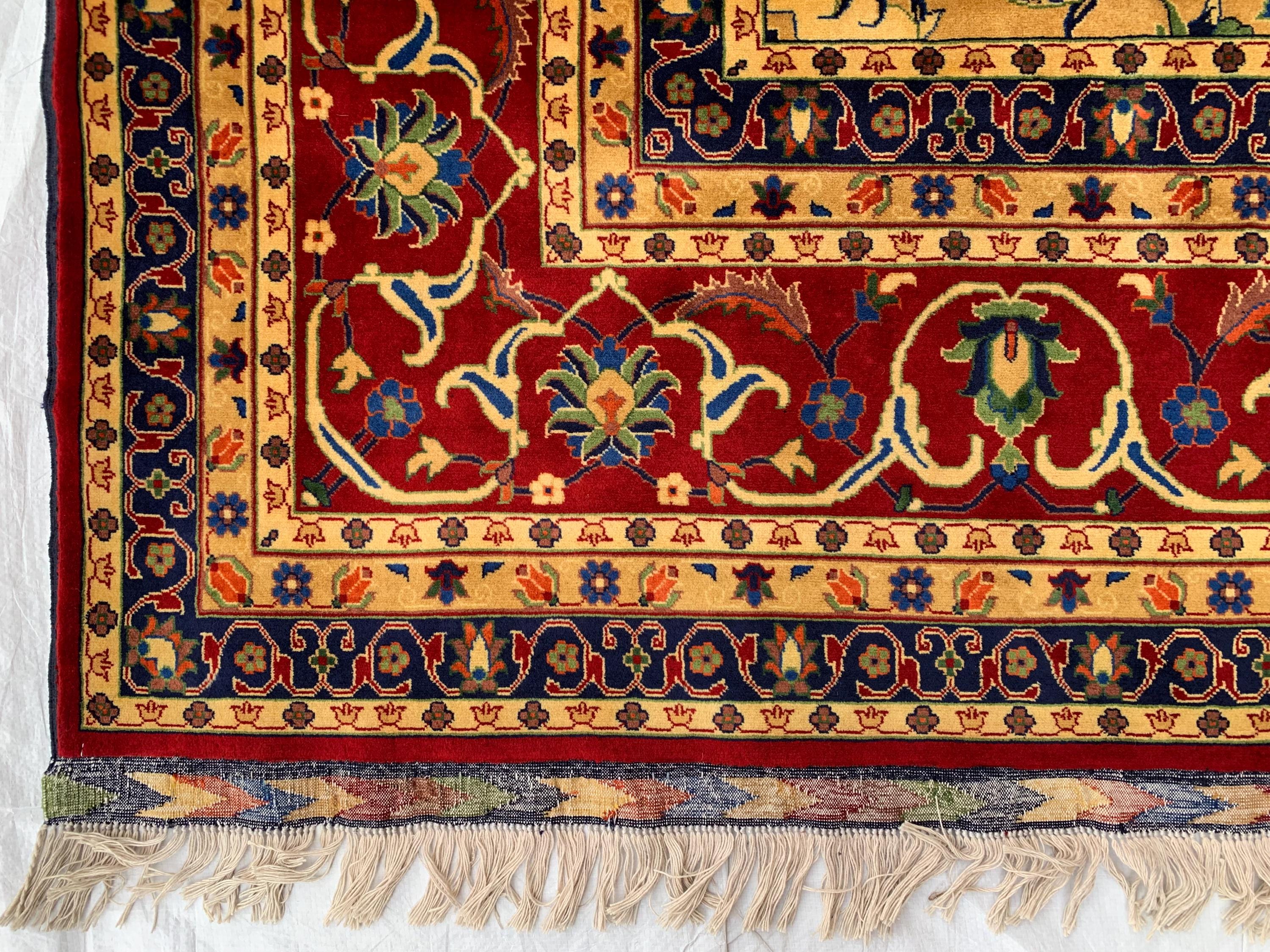 10x13 Handmade Beljik Rug 9.11x13 ft – Best Quality | Rich Red, Blue & Gold Tones | Luxurious Persian Design for Living Room or Office