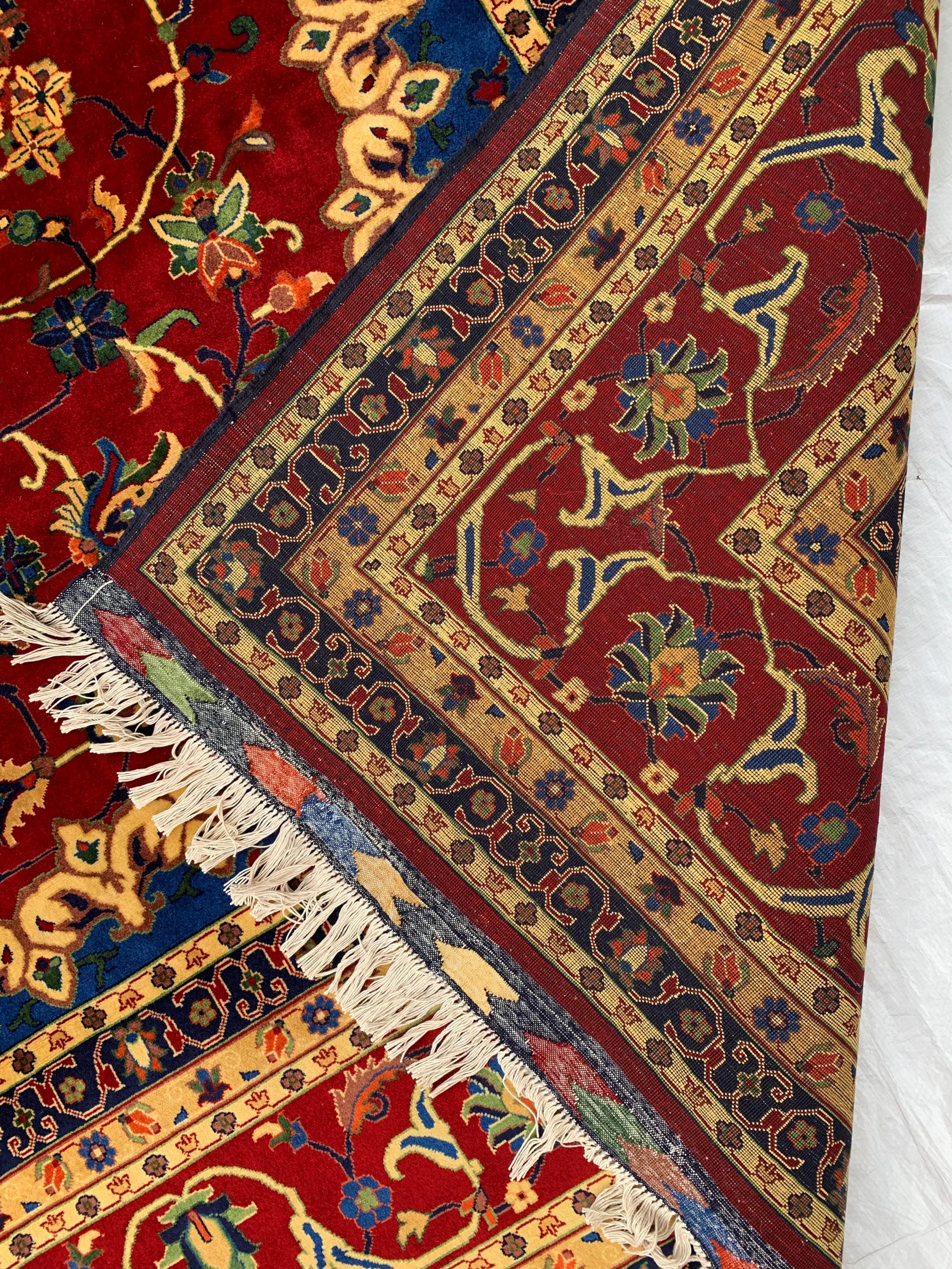 10x13 Handmade Beljik Rug 9.11x13 ft – Best Quality | Rich Red, Blue & Gold Tones | Luxurious Persian Design for Living Room or Office