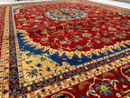 10x13 Handmade Beljik Rug 9.11x13 ft – Best Quality | Rich Red, Blue & Gold Tones | Luxurious Persian Design for Living Room or Office