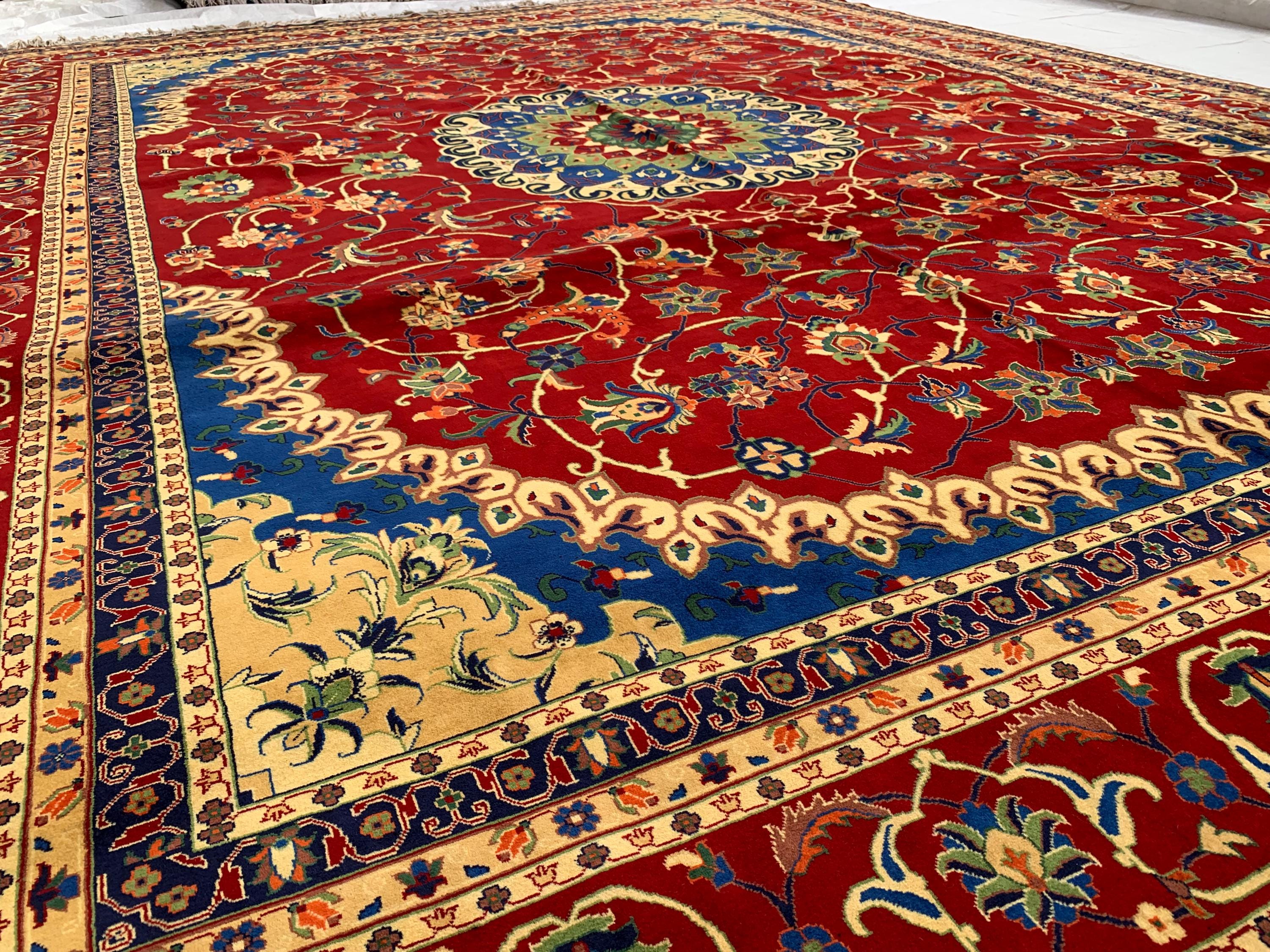 10x13 Handmade Beljik Rug 9.11x13 ft – Best Quality | Rich Red, Blue & Gold Tones | Luxurious Persian Design for Living Room or Office