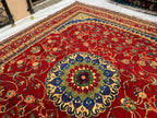 10x13 Handmade Beljik Rug 9.11x13 ft – Best Quality | Rich Red, Blue & Gold Tones | Luxurious Persian Design for Living Room or Office