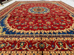 10x13 Handmade Beljik Rug 9.11x13 ft – Best Quality | Rich Red, Blue & Gold Tones | Luxurious Persian Design for Living Room or Office
