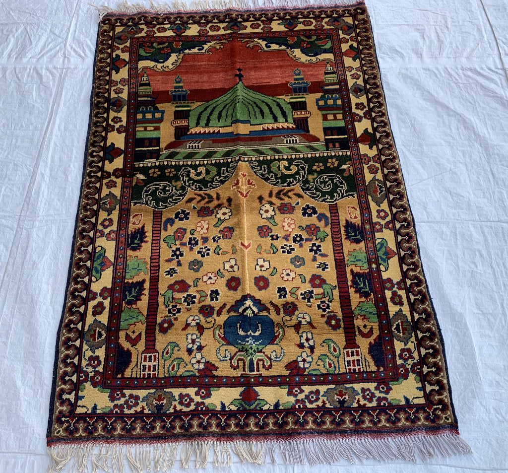 5x3.1 Handwoven Turkmen Tribal Prayer mat, Jai namaz, Wall Hanging Decorative Rug, Boho Home Decor