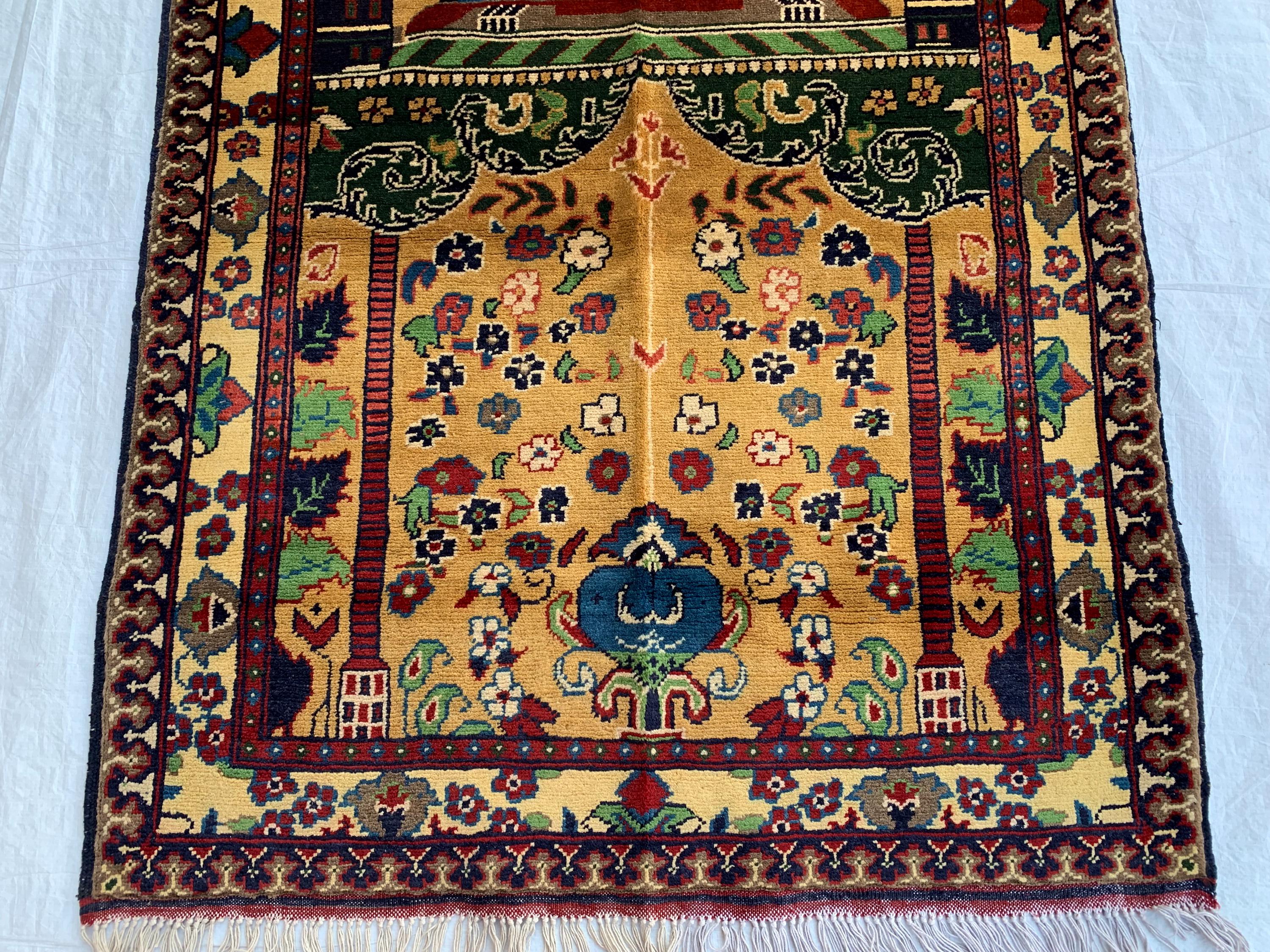 5x3.1 Handwoven Turkmen Tribal Prayer mat, Jai namaz, Wall Hanging Decorative Rug, Boho Home Decor