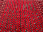 Top Quality Mawrai Gul Handmade Rug – 12.5x9.6 ft Wool & Silk |Tribal Turkmen Design | Red Oriental Carpet | Elegant Home Decor, Living Room