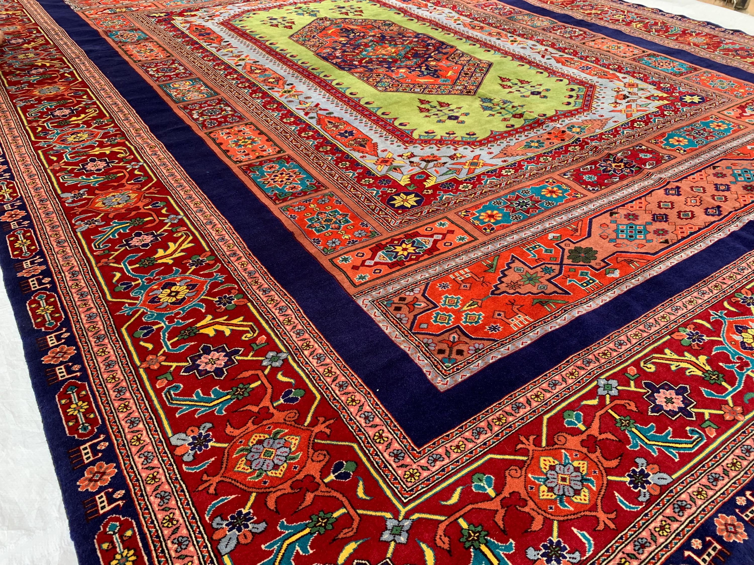 10x13 Top Quality Persian Rug – Wool, Silk and Cotton | Handmade Luxury Carpet | Traditional Red & Green Oriental Design | Collector’s Rug
