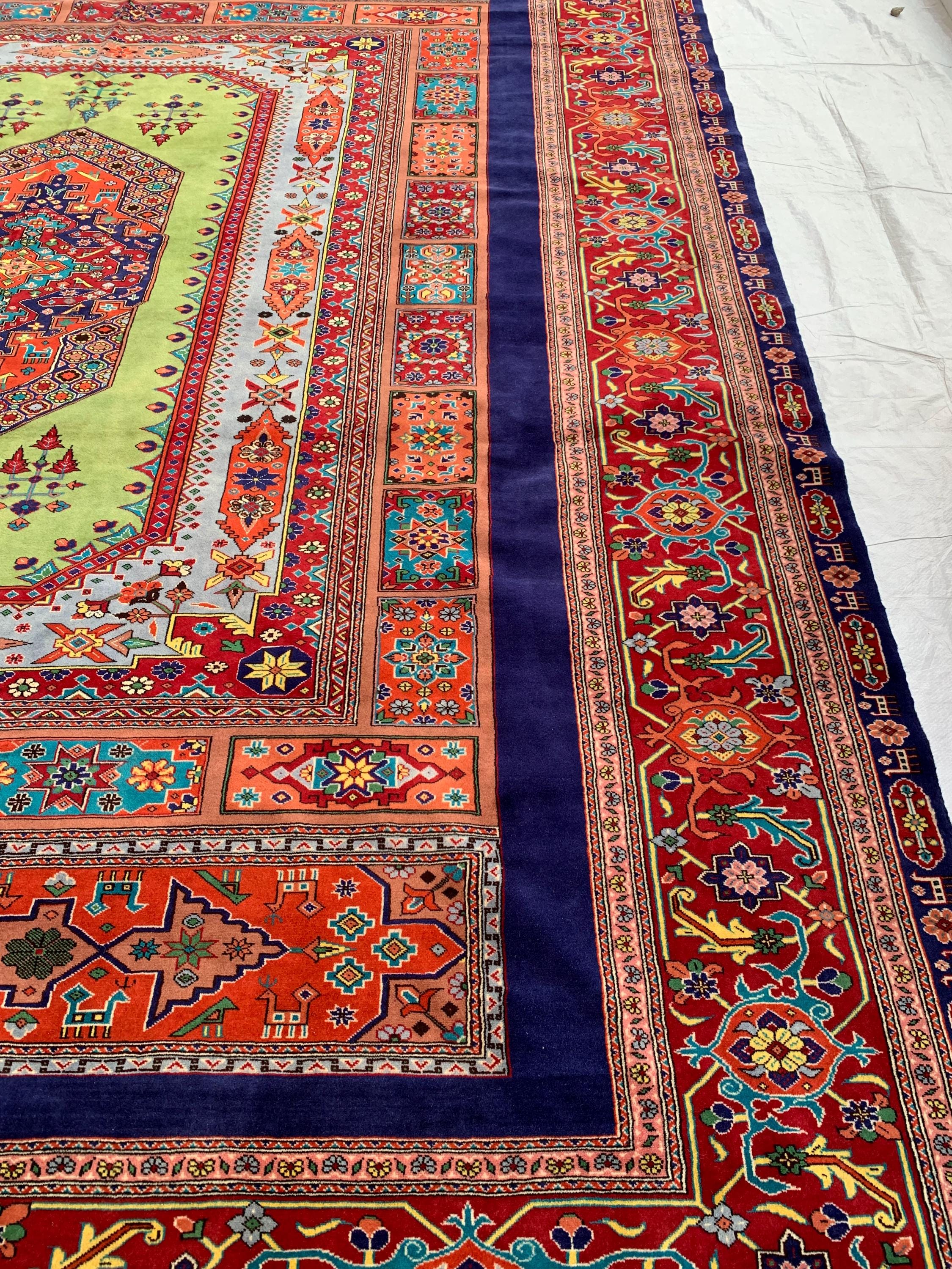 10x13 Top Quality Persian Rug – Wool, Silk and Cotton | Handmade Luxury Carpet | Traditional Red & Green Oriental Design | Collector’s Rug