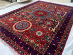 Premium Quality Beljik Rug – 9.11x13.4 ft Handmade Wool | Rich Red & Navy Blue | Luxurious Oriental Carpet | Persian Design for Living Room