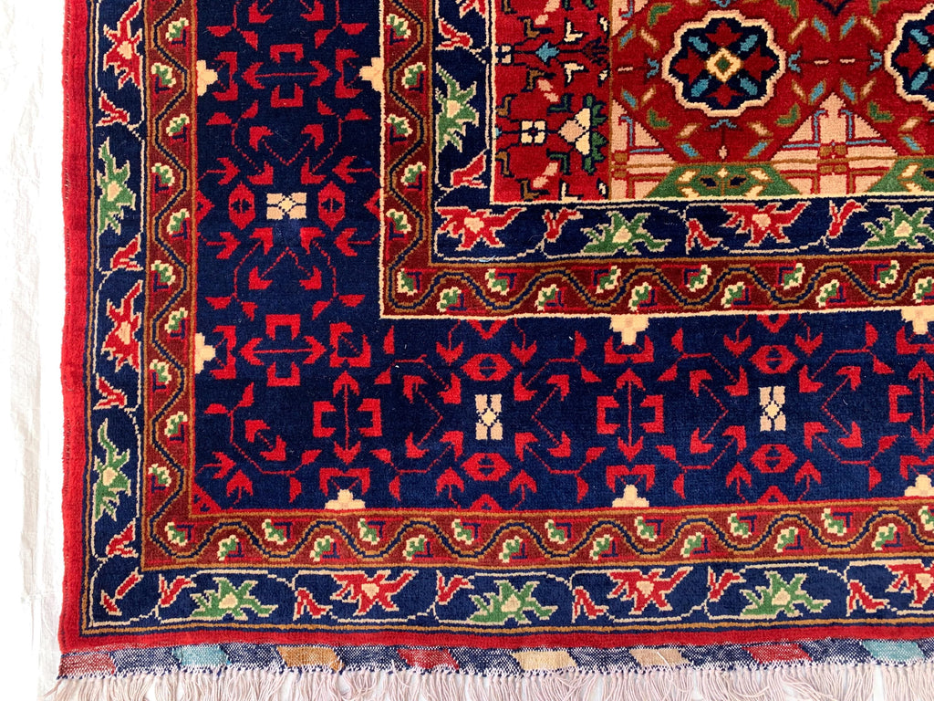 Premium Quality Beljik Rug – 9.11x13.4 ft Handmade Wool | Rich Red & Navy Blue | Luxurious Oriental Carpet | Persian Design for Living Room