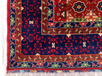Premium Quality Beljik Rug – 9.11x13.4 ft Handmade Wool | Rich Red & Navy Blue | Luxurious Oriental Carpet | Persian Design for Living Room