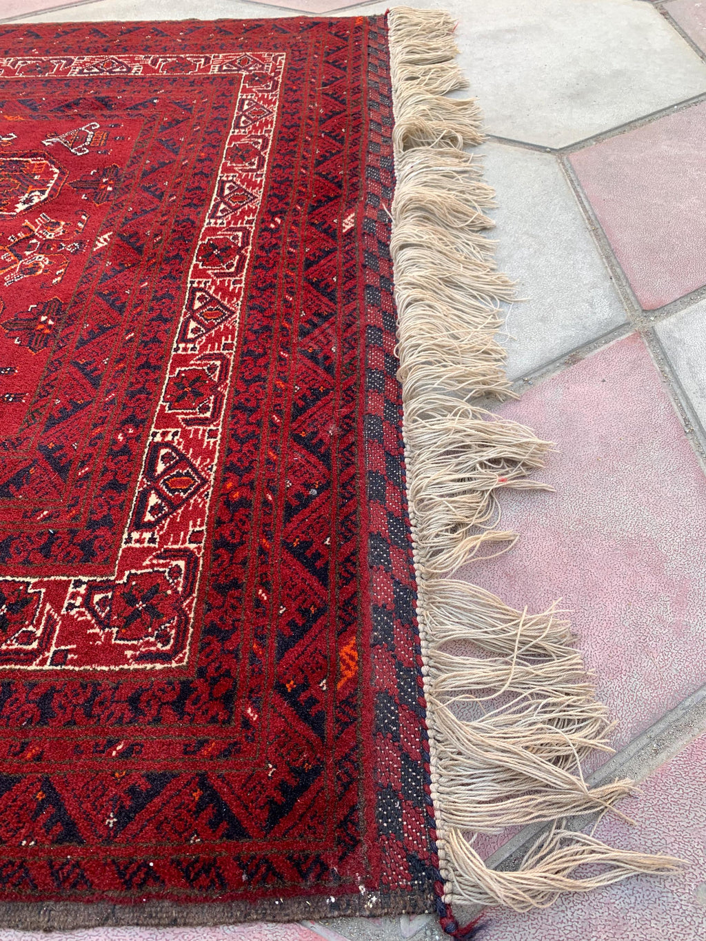 Antique Waziri Rug – 35-Year-Old Handmade Tribal Carpet (3x5 ft) – Vintage Afghani Rug, Tribal Floor Rug, Hallway Rug, Entryway Rug