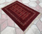 Antique Waziri Rug – 35-Year-Old Handmade Tribal Carpet (3x5 ft) – Vintage Afghani Rug, Tribal Floor Rug, Hallway Rug, Entryway Rug