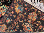 4x6ft, Afghan Chobi Rug – Hand-Knotted Black Floral Wool Area Rug–Vintage Style Oriental Carpet – Traditional Handmade Afghan Rug 187x123 cm