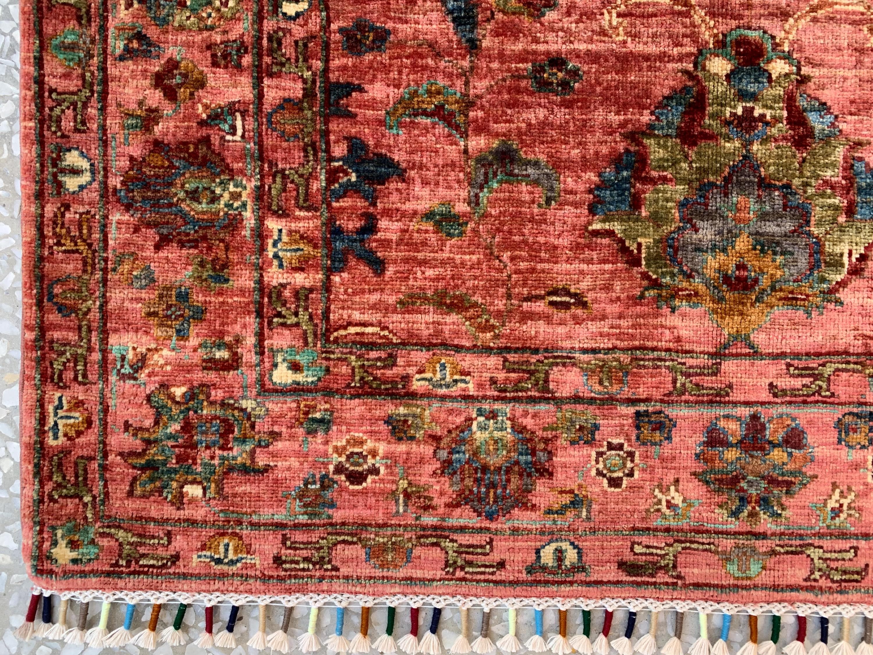 Afghan Chobi Rug 3.6x4.11 ft – Hand-Knotted Wool Terracotta Floral Area Rug – Oriental Accent Carpet –Traditional Handmade Afghan Rug, 3x5ft