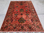 Afghan Chobi Rug 3.6x4.11 ft – Hand-Knotted Wool Terracotta Floral Area Rug – Oriental Accent Carpet –Traditional Handmade Afghan Rug, 3x5ft