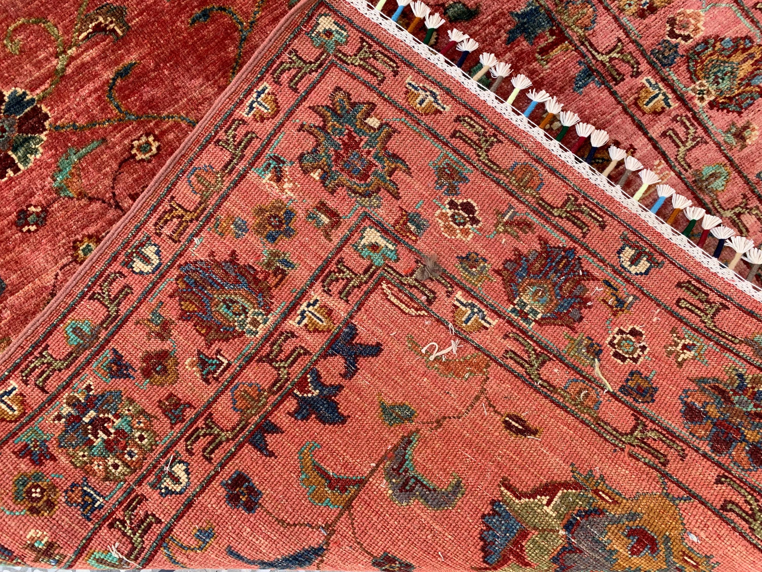 Afghan Chobi Rug 3.6x4.11 ft – Hand-Knotted Wool Terracotta Floral Area Rug – Oriental Accent Carpet –Traditional Handmade Afghan Rug, 3x5ft