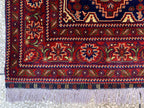 5x7ft, Handmade Afghan Tribal Rug–Navy Blue & Red Wool Area Rug –Geometric Oriental Carpet–Traditional Living Room or Office Decor 200x150cm