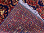 5x7ft, Handmade Afghan Tribal Rug–Navy Blue & Red Wool Area Rug –Geometric Oriental Carpet–Traditional Living Room or Office Decor 200x150cm