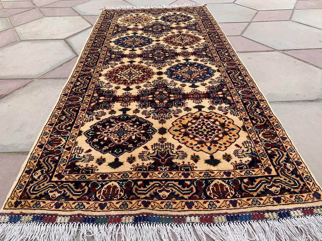 3x7ft, Afghan Runner– Turkmen Handmade Afghan Wool Hallway Rug – Tribal Oriental Carpet – Elegant Long Runner for Entryway or Hall 203x94cm