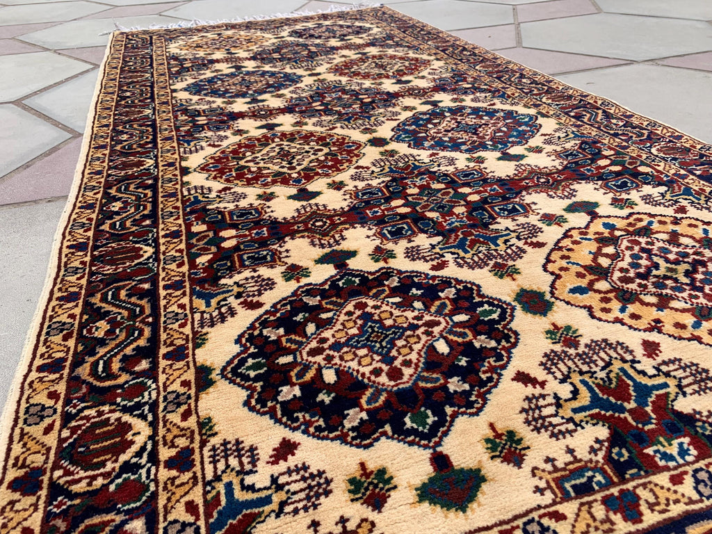 3x7ft, Afghan Runner– Turkmen Handmade Afghan Wool Hallway Rug – Tribal Oriental Carpet – Elegant Long Runner for Entryway or Hall 203x94cm