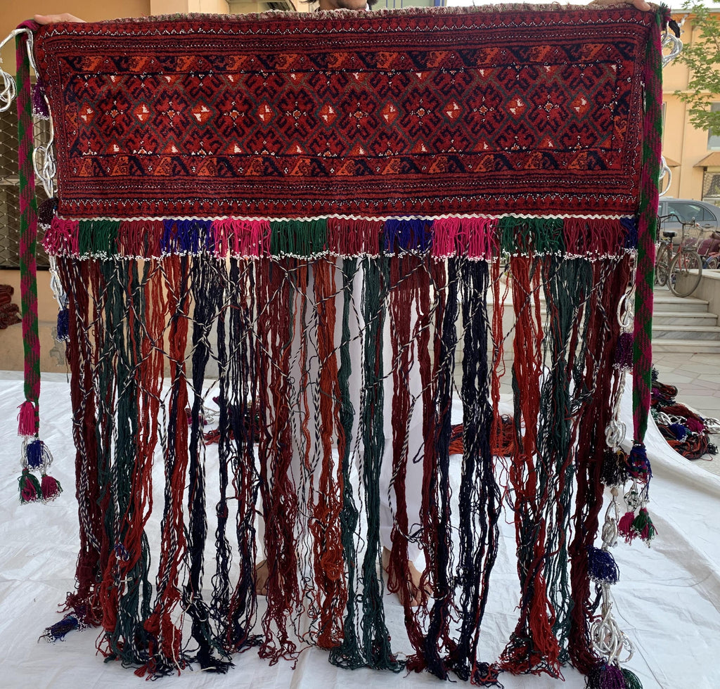 Wall Hanging Hand-woven Jalar with Long Tassels–4 Ft Wide Boho Decor |Cotton Macrame Wall Art | Perfect For Kitchen and Doorway or Bedroom.
