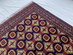 7x5 Handmade Khorjin Rug – Tribal Wool Area Rug | Red Blue Beige Geometric Carpet | Oriental Afghan Decor | Living Room or Office Floor Rug