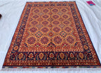5x7 Handmade Khorjin Rug 6.8x4.11 ft – Tribal Wool Area Rug | Geometric Carpet | Oriental Afghan Decor | Living Room or Office Floor Rug