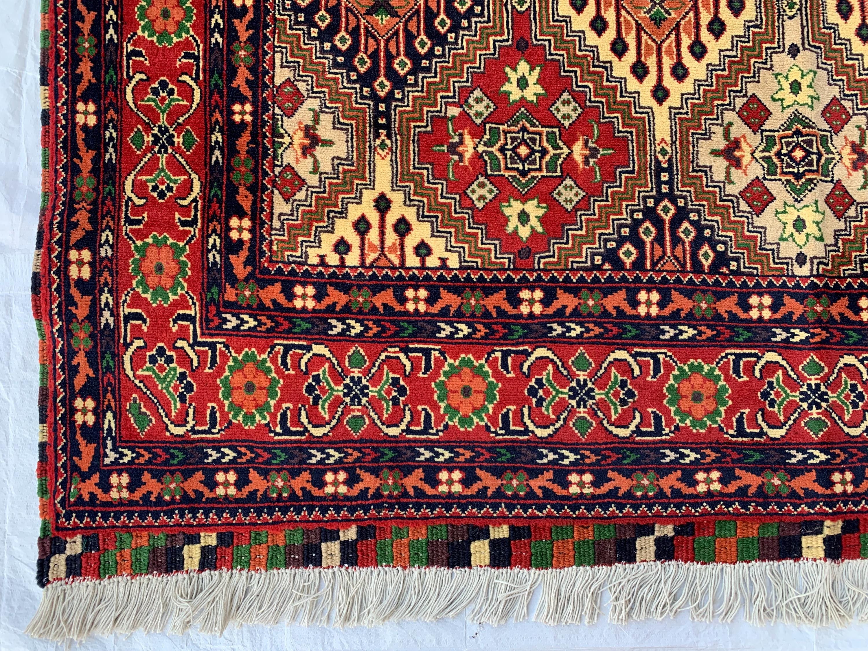 5x7 Handmade Kashi Rug – Tribal Wool Area Rug | Geometric Carpet | Oriental Afghan Decor | Living Room or Office Floor Rug 6.8x4.11 ft