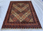 5x7 Handmade Kashi Rug – Tribal Wool Area Rug | Geometric Carpet | Oriental Afghan Decor | Living Room or Office Floor Rug 6.8x4.11 ft