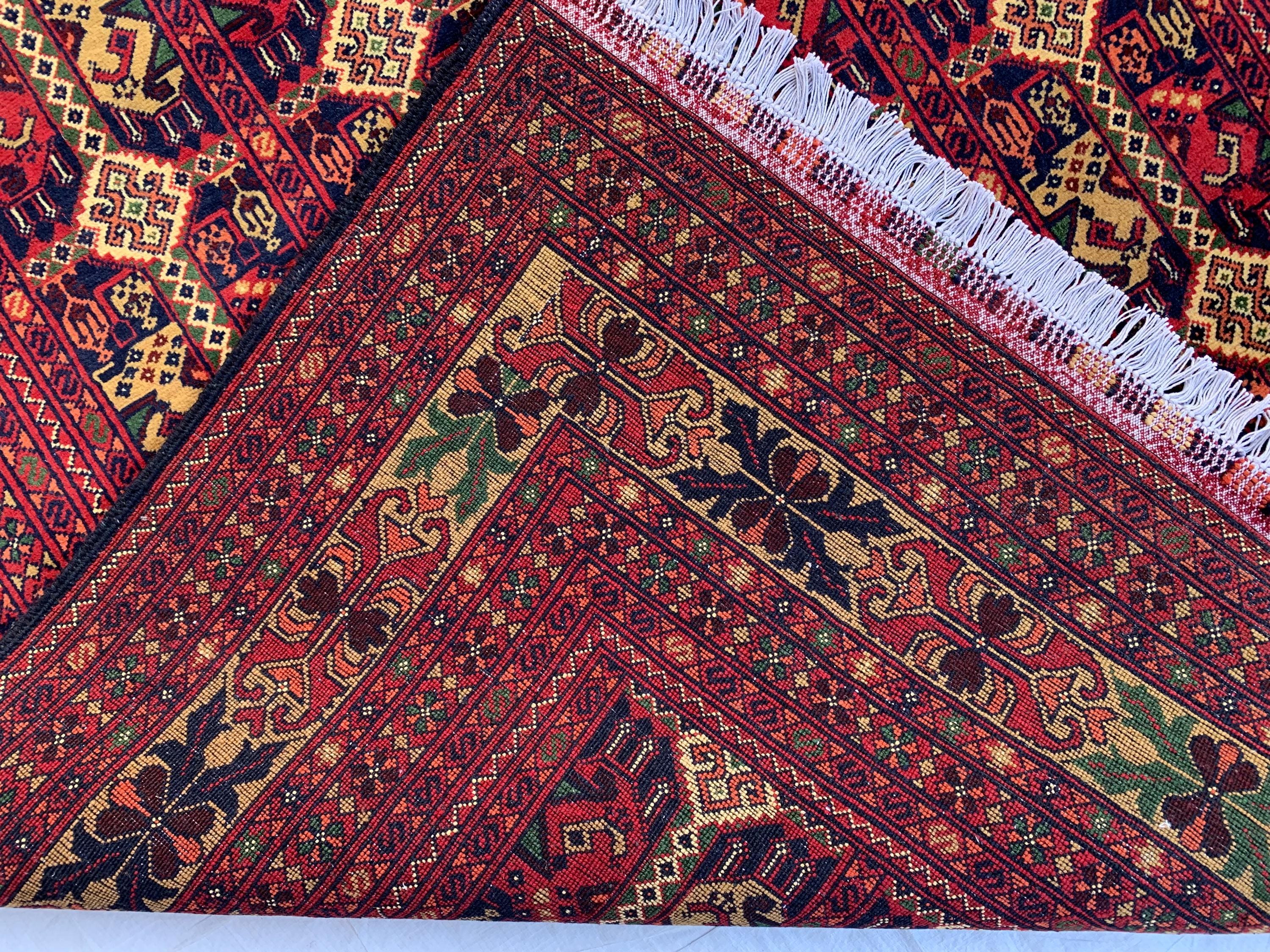 Handmade Afghan Herati Rug 6.8x4.11 ft – Tribal Wool Area Rug | Geometric Carpet | Oriental Afghan Decor | Living Room or Office Floor Rug