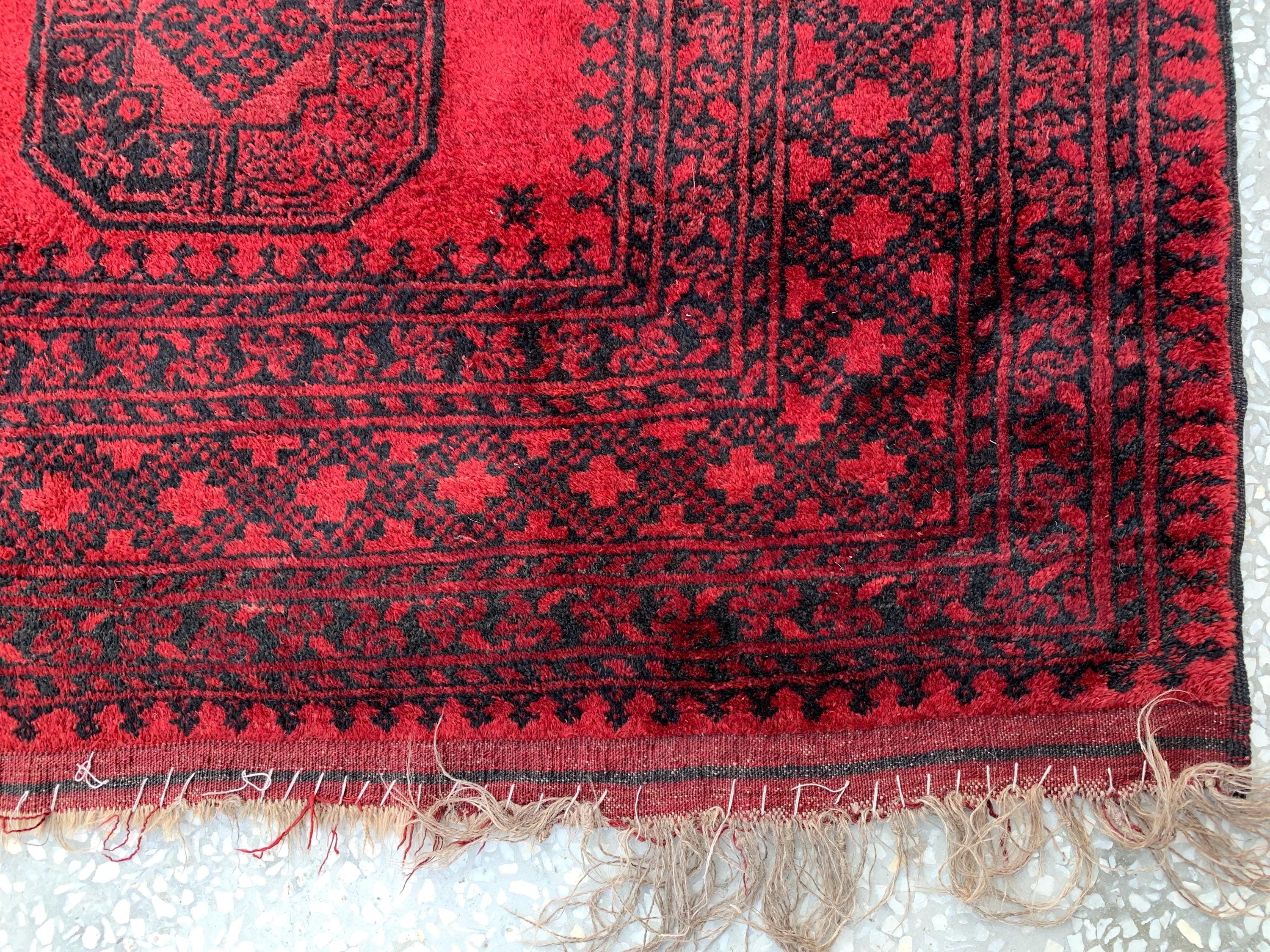 11.7x8.11 Ft Vintage Elephant Footprint Rug – Antique Afghan Handmade Wool Carpet | Large Oriental Tribal Area Rug for Living Room or Decor