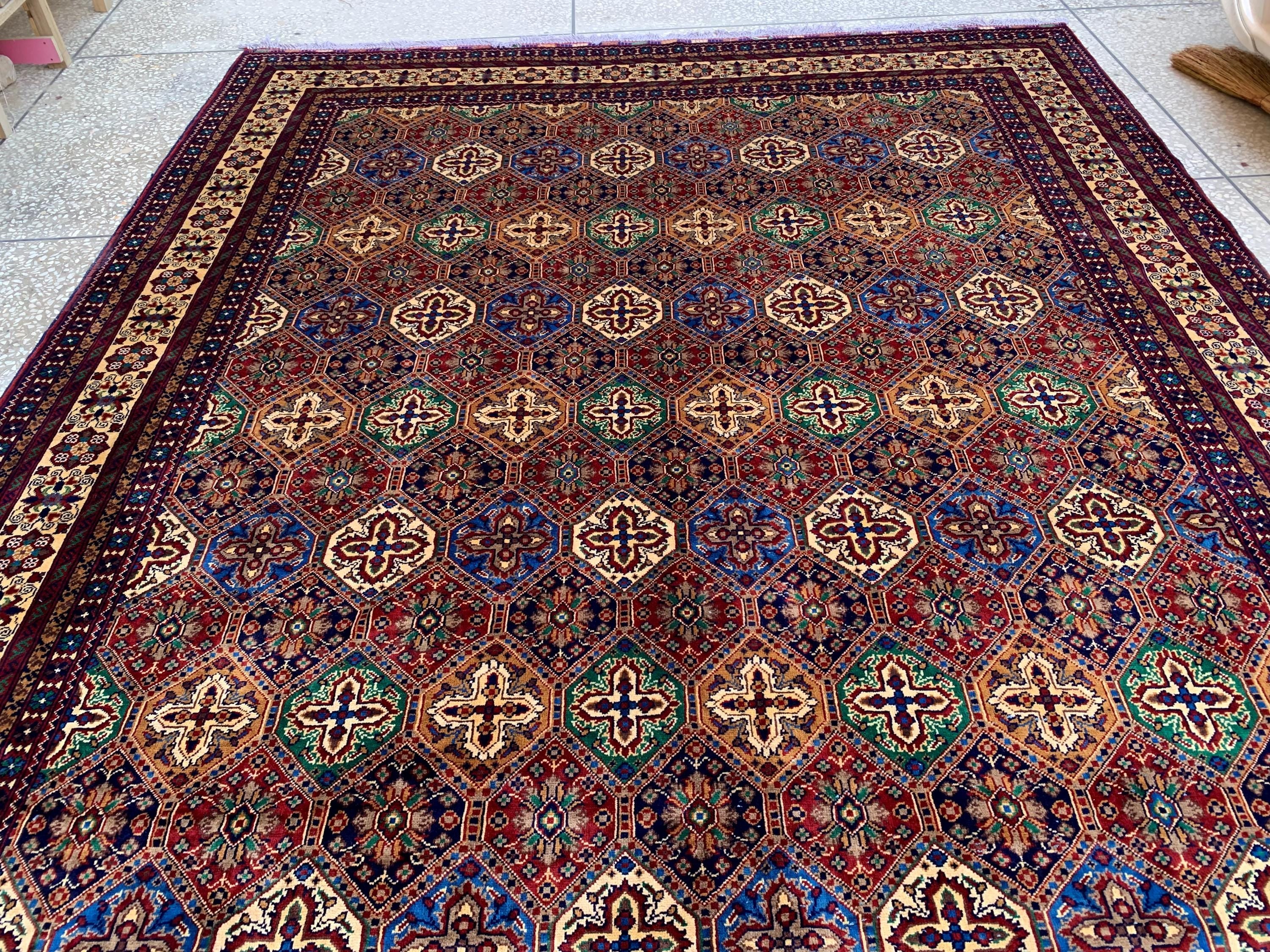 8x12Ft, Afghan Kashi Rug – Large Handmade Wool Tribal Carpet |Oriental Area Rug |Traditional Afghan Wool Rug for Living Room or Office Decor