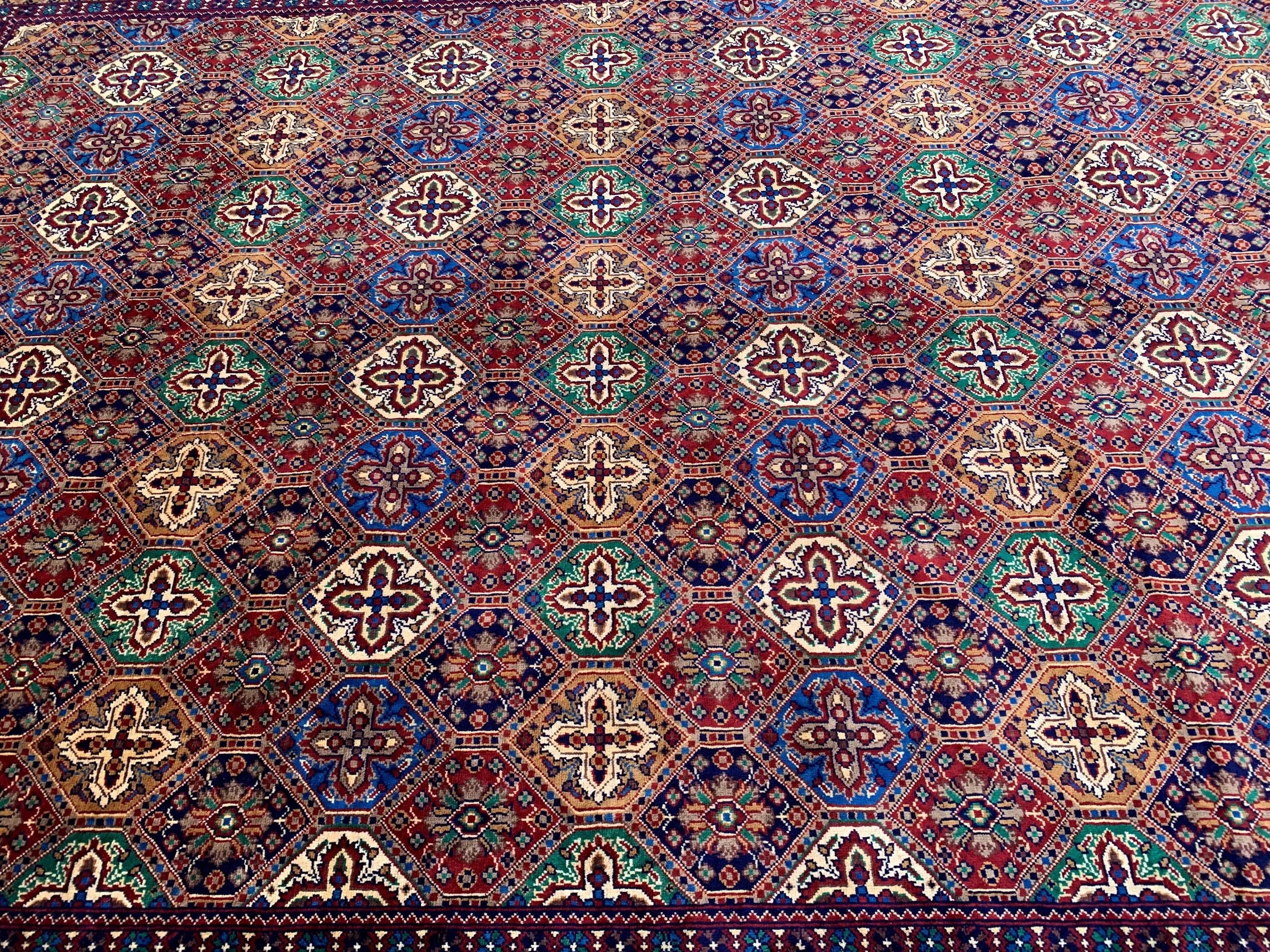 8x12Ft, Afghan Kashi Rug – Large Handmade Wool Tribal Carpet |Oriental Area Rug |Traditional Afghan Wool Rug for Living Room or Office Decor